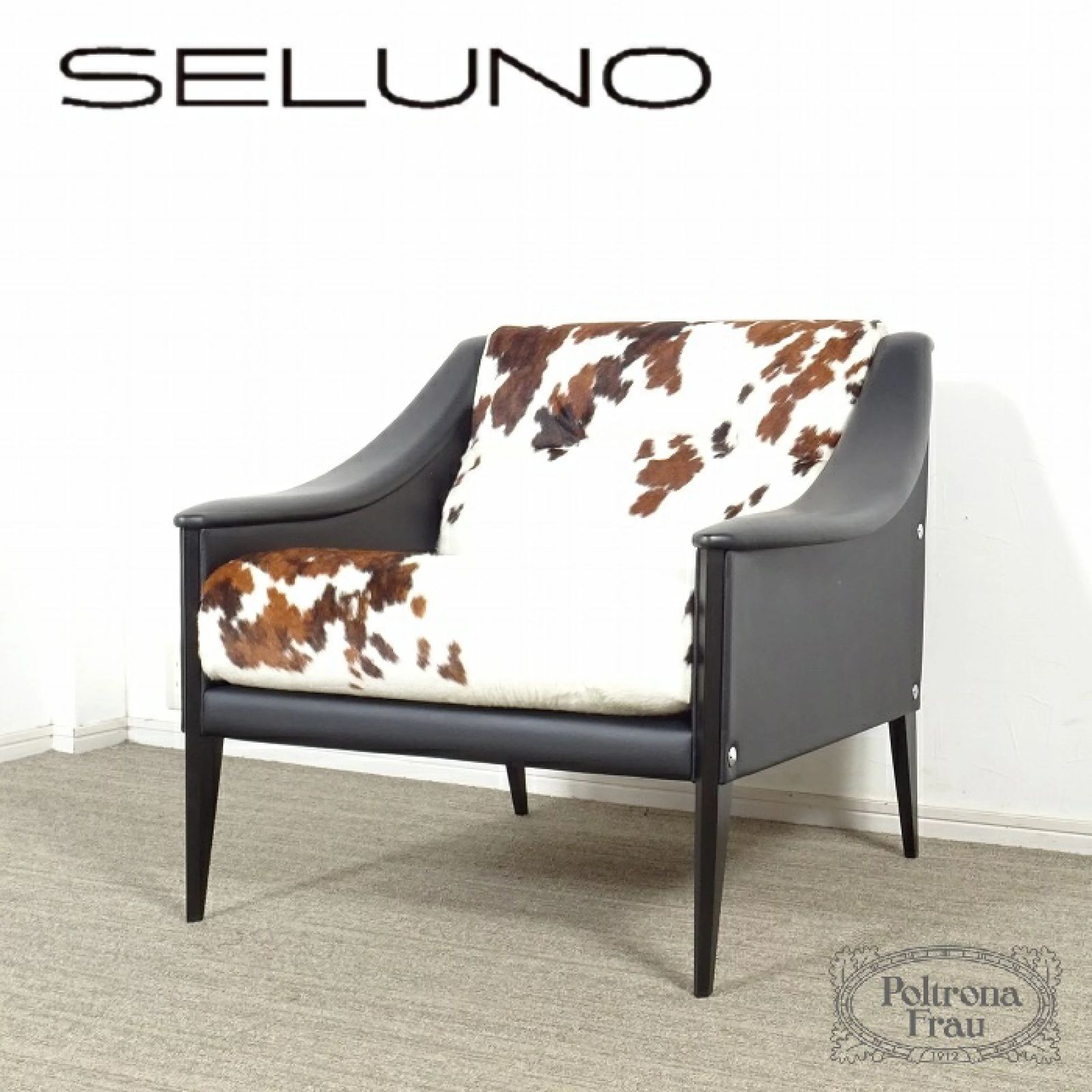 ◾︎SELUNO◾︎ 【展示超美品】PoltronaFrau(ポルトローナフラウ) Dezza / デッザ ローバック アームチェア / ハラコ毛皮 121万 c695s