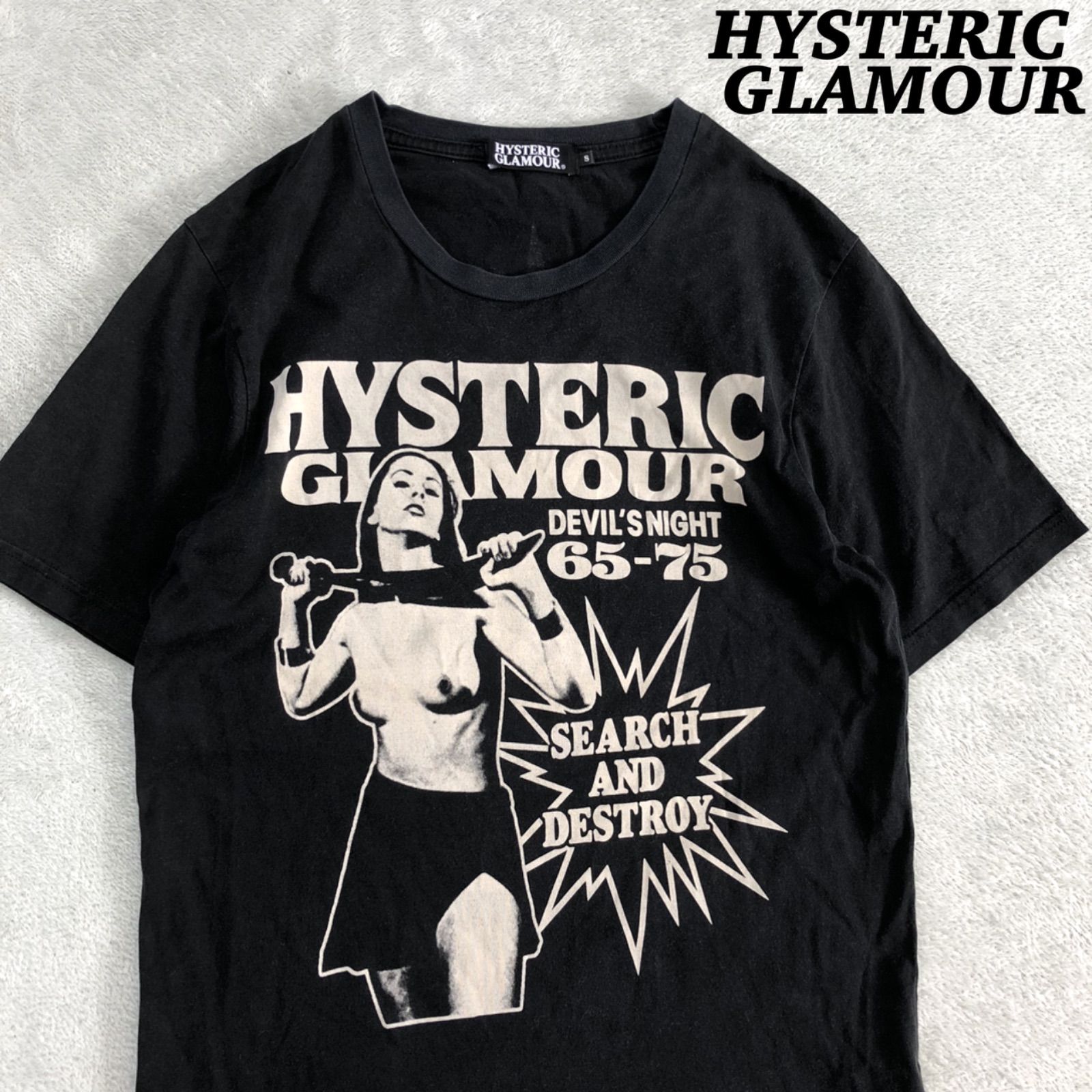 HYSTERIC GLAMOUR プリントTシャツ DEVIL'S NIGHT ヒスガール デストロイヤー セクシー エロ Sサイズ 半袖カットソー  ショートスリーブ ブラック 黒 ヒステリックグラマー - メルカリ