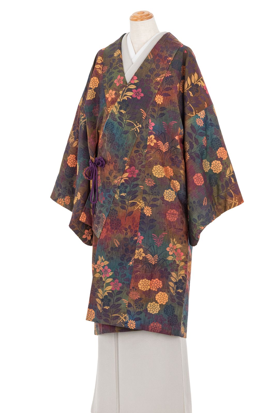 ロング丈道中着 暈し 菊や桔梗など