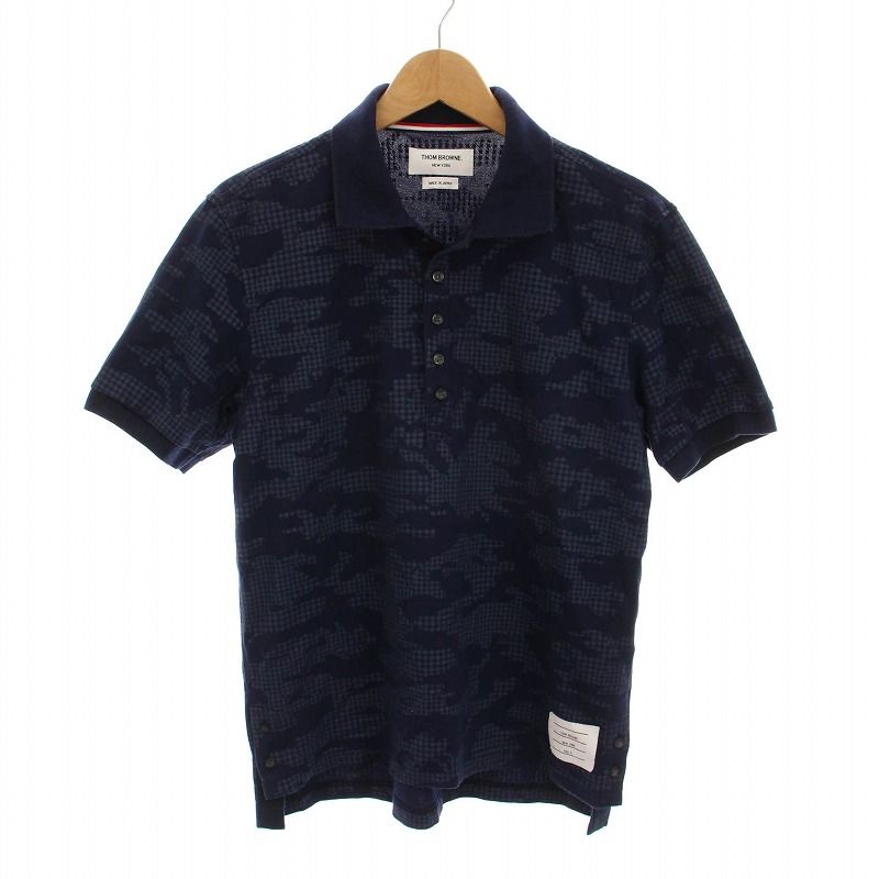 THOM BROWN トムブラウン　ポロシャツ　ネイビー Thom browne トムブラウン ポロシャツ ネイビー