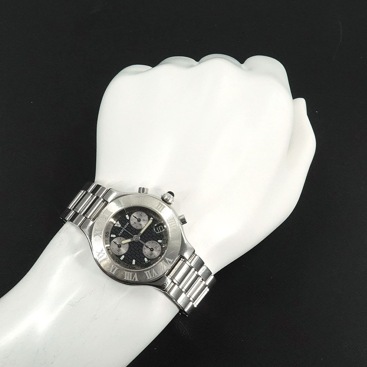 Cartier クロノスカフ デイト ボーイズ 腕時計 クォーツ SS ラバー