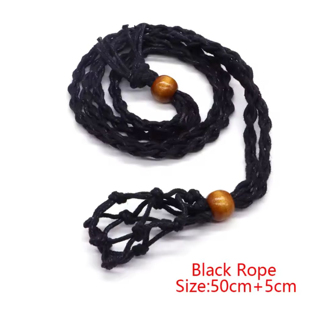 ネックレスホルダー 網紐 1個 ブラック ブラウン 天然石 ビー玉 コイン