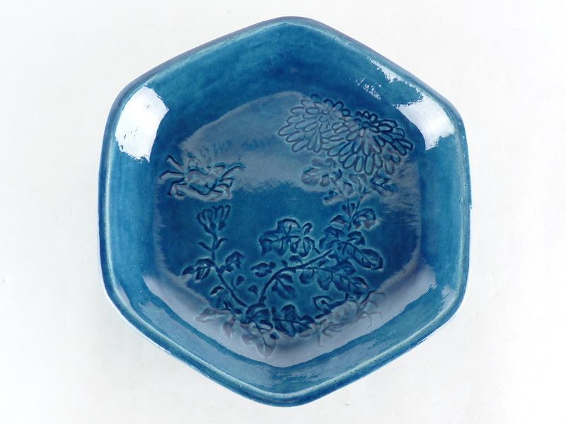 100％品質 六方 清宮】吉向「花甲文 菓子器」共箱 約3.5 高さ 約20.5cm 幅 皿
