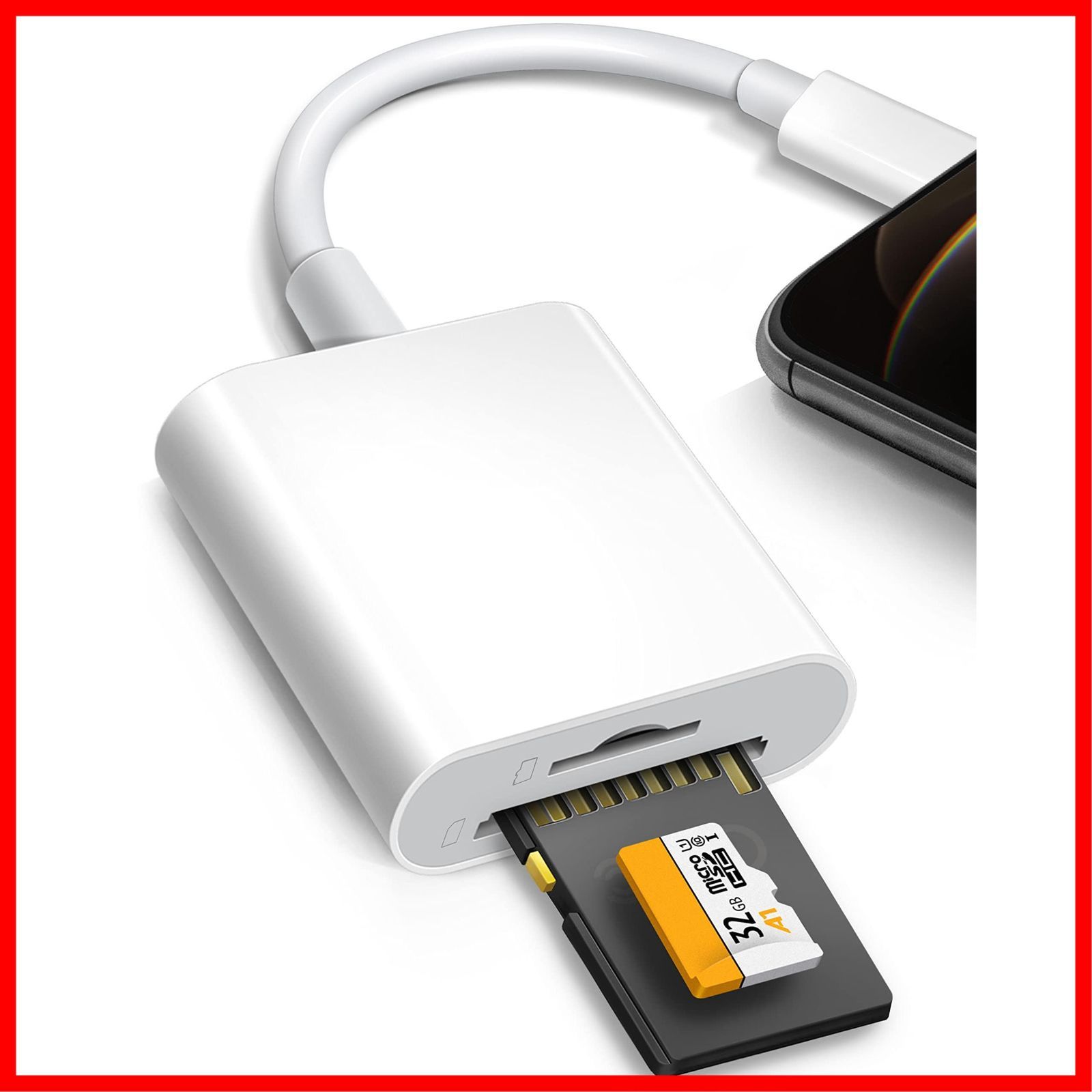iPhone/iPad用SDカードリーダー、デュアルスロット付きマイクロSDカードリーダー、メモリカードリーダーアダプター、アプリ不要、プラグ