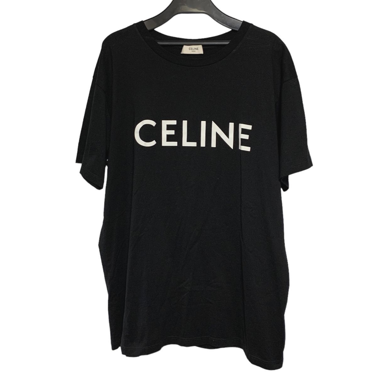 中古】 CELINE セリーヌ カットソー ロゴ プリント ルーズ Tシャツ 