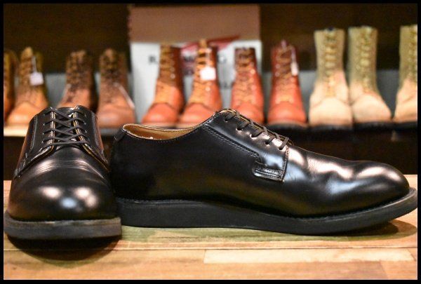 9.5D 24年 レッドウィング 101 ポストマン シューズ 黒 ブラック シャパラル 短靴 ローカット ブーツ redwing HOPESMORE FI289