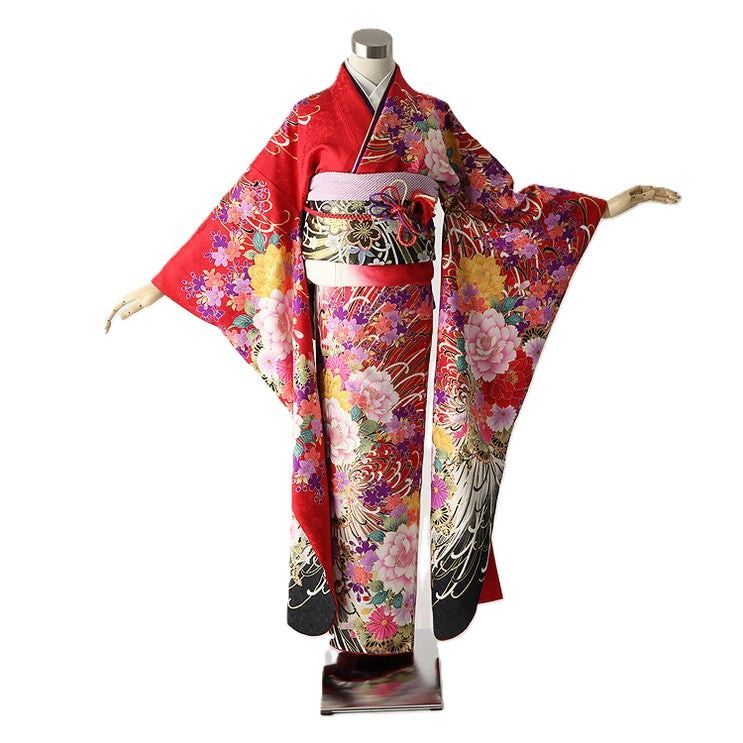 振袖 身長155-170cm 赤 re-006