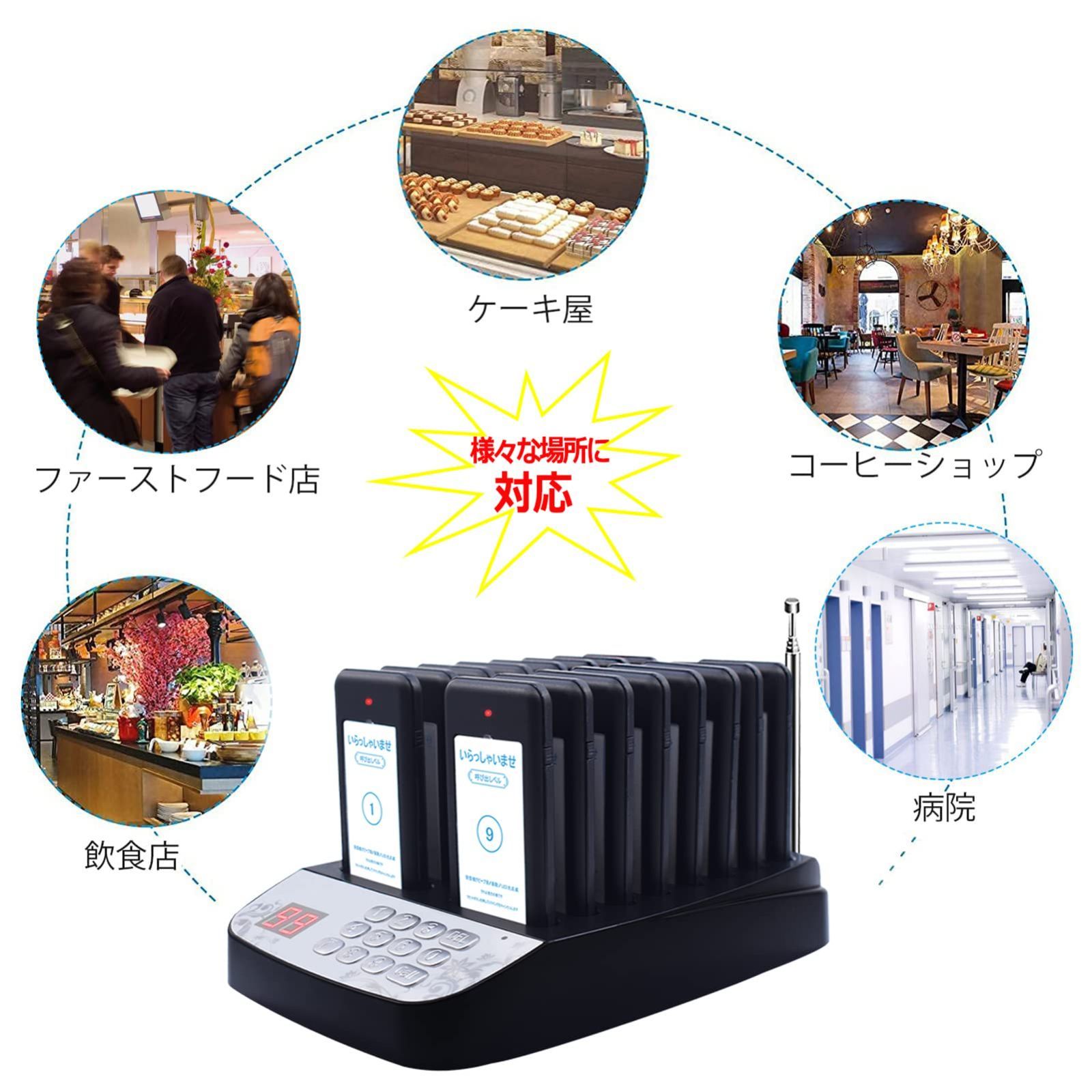 NICHII 呼び出しベル 受信機（子機）16台セット 呼び出し機 ワイヤレスチャイム フードコート 飲食店 受付 呼び出しチャイム 呼び鈴 ポケット ベル 業務用 送受信距離アップ 素材アップ 無線呼び出しベル (黒) - メルカリ