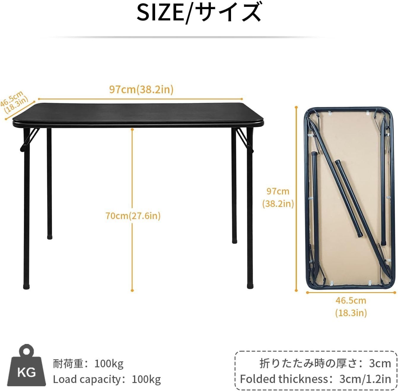 BOOSDEN パイプ椅子 折りたたみテーブル セット椅子 おりたたみ 室内 折りたたみ椅子 折り畳みテーブル デスク チェア 折り畳み椅子  おりたたみテーブル ダイニングテーブル 金属製 省スペース シンプル ブラック - メルカリ