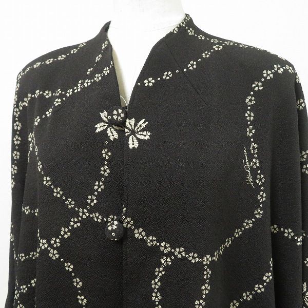 続々入荷中！ anc シセンドウ 詩仙堂 ヒトシタムラ ジャケット ケープ 黒 ベージュ ちりめん リバーシブル ノー 花柄 桜 レディース 968940