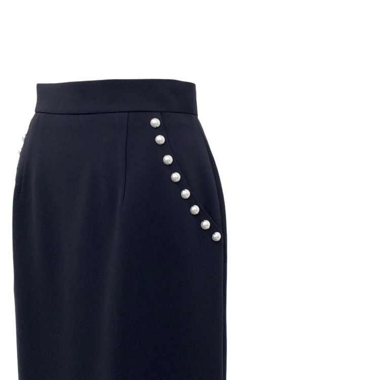 Rene ルネ ポケットパール付きIライン スカート ネイビー 34 5414070