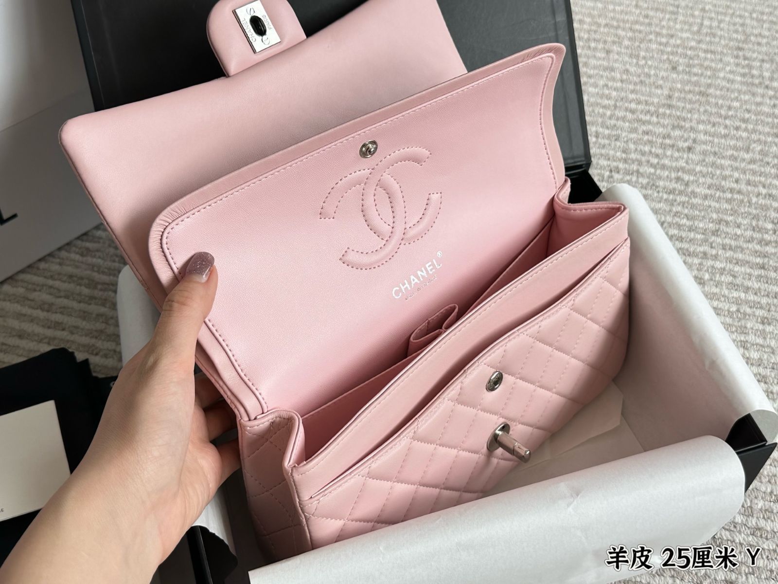 今日特価】Chanel CF ゆっくりと作られた羊皮ハンドバッグ Good