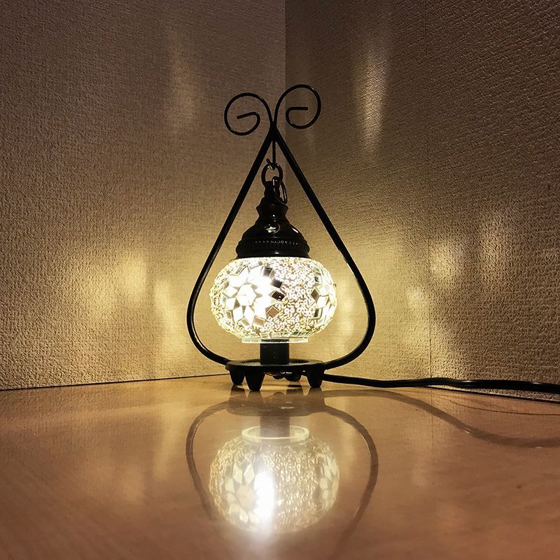 ガラス玉選べる】トルコランプSサイズ 人気 卓上ラウンド型 モザイク