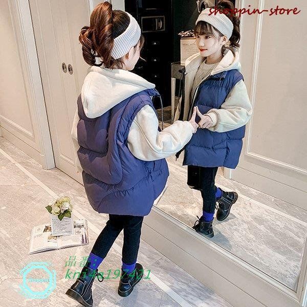 中綿コート キッズ 女の子 子供服 冬 厚手 ダウン風コート アウター チュニック 防寒 子供コート 暖かいおしゃれ フード付き 中綿ジャケット kni4a197421