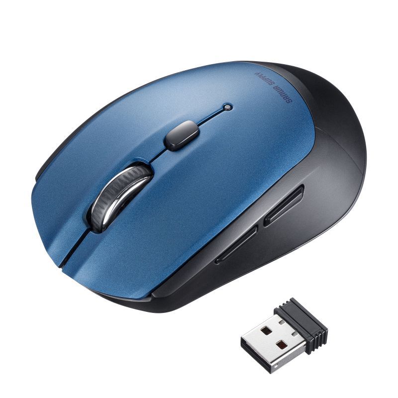 （まとめ買い）サンワサプライ ワイヤレスブルーLEDマウス 5ボタン ブルー MA-WB509BL 【3個セット】