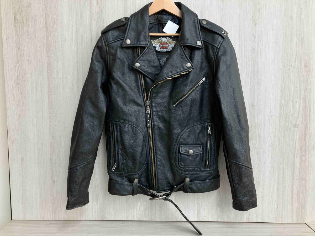 HARLEY DAVIDSON◇ダブルライダースジャケット/M/レザー/BLK/無地
