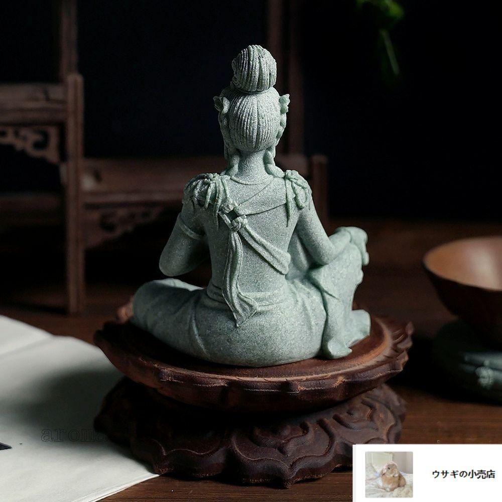 仏教美術 水月観音菩薩仏像 景観 魚鉢 造景 築山 置物 茶寵 香道
