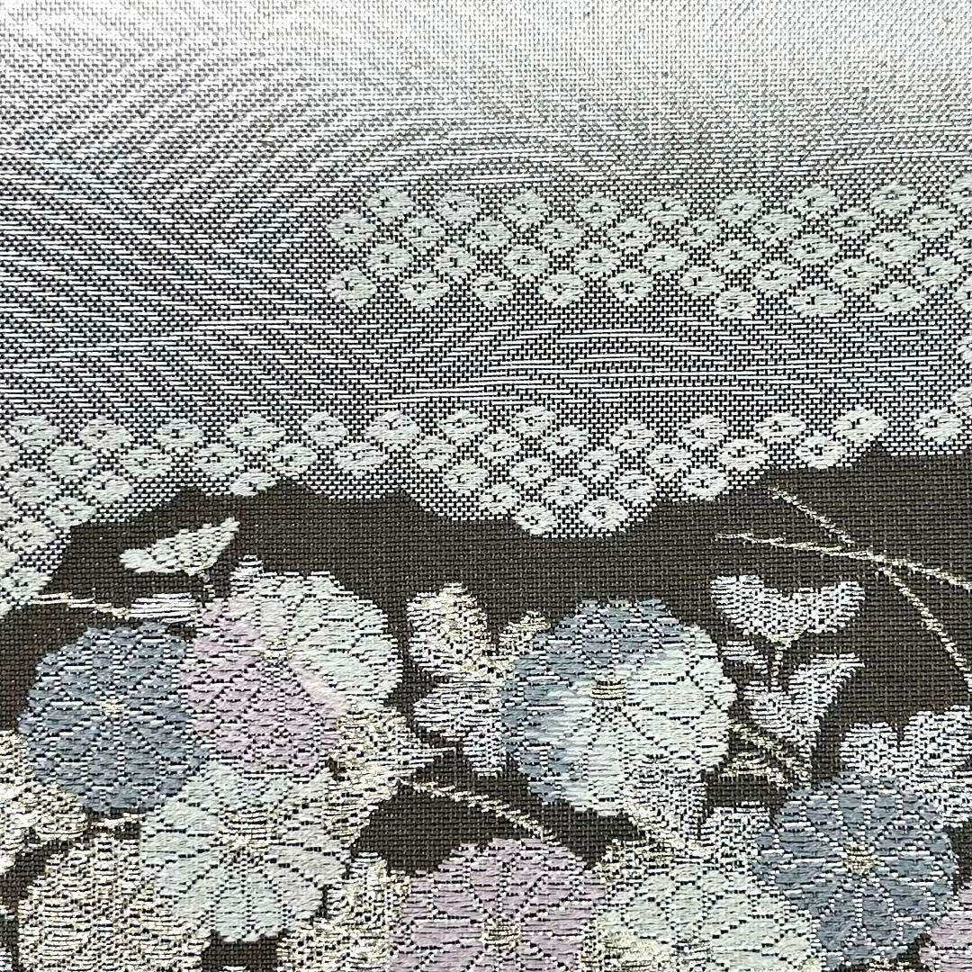 袋帯 西陣 証紙付 京小袖 エ霞に花柄模様 金銀糸 フォーマル O-4343  