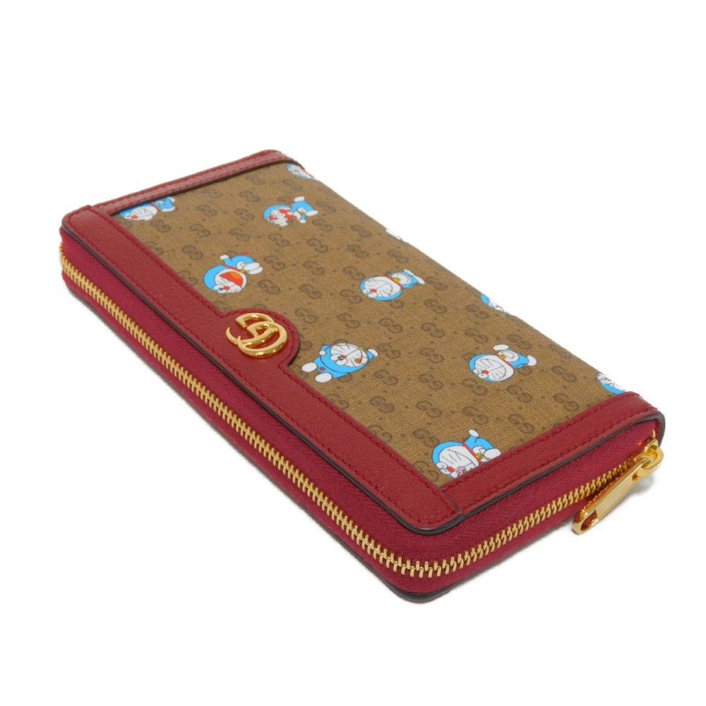GUCCI グッチ ジップアラウンドウォレット ドラえもん ブラウン レッド 