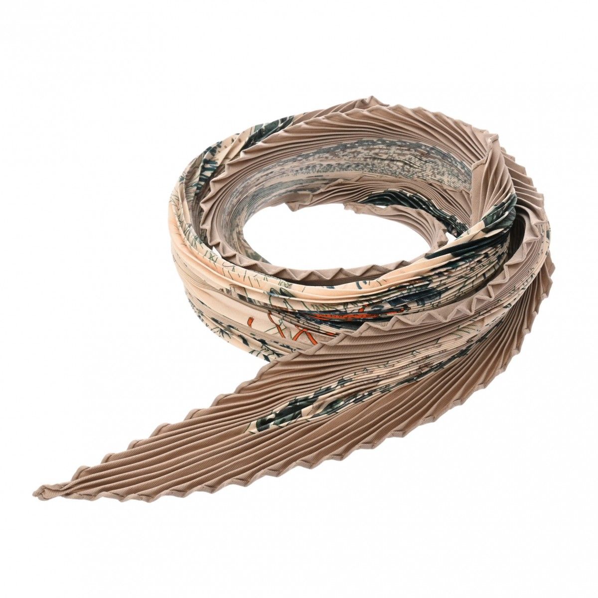 HERMES エルメス プリーツカレ スカーフ ベージュ系 シルク エルメス プリーツスカーフ カレ90 ベージュ レディース シルク100