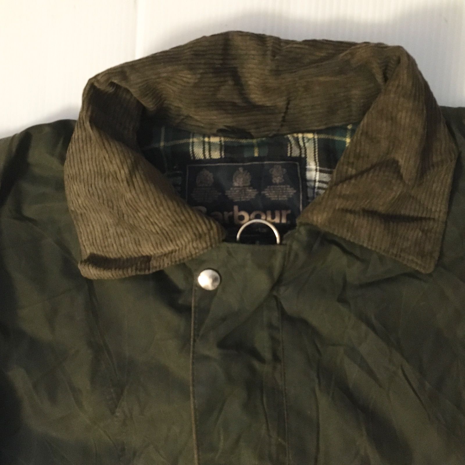 バブアー　Barbour EURO40 裏チェック柄　コットンコーティング　カバーオール　ワークジャケット　カーキ