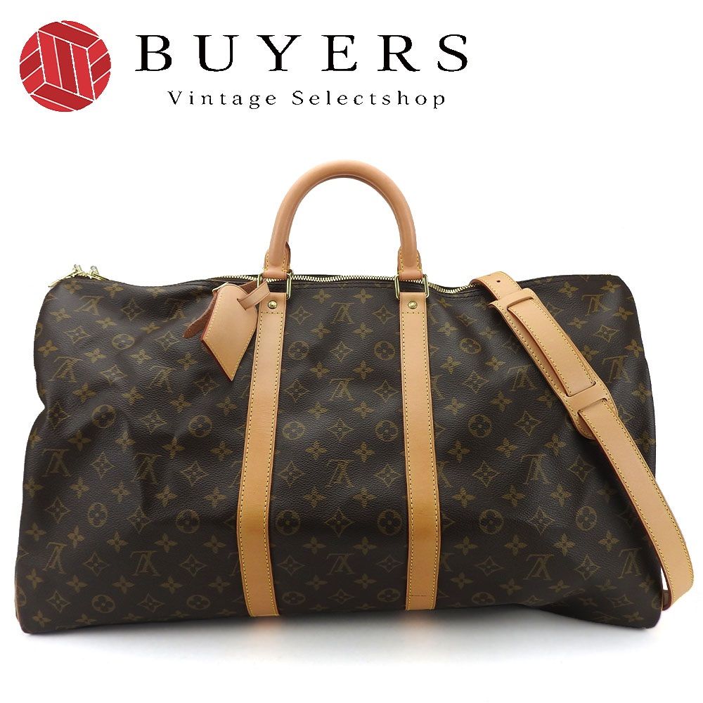 ルイヴィトン LOUIS VUITTON キーポル バンドリエール55 モノグラム ボストンバッグ PVC レザー 固かっ ブラウン M41414【