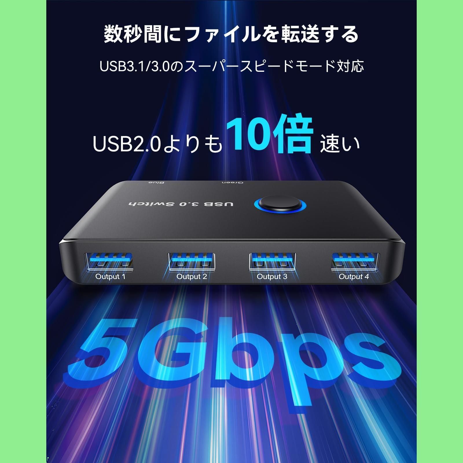 USB切り替え機 PC2台用 セレクター 4USBポート 高速転送（usb