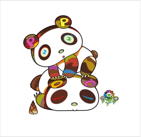 村上隆「お花の玉の上で、パンダの子供がすやすや 寝ています