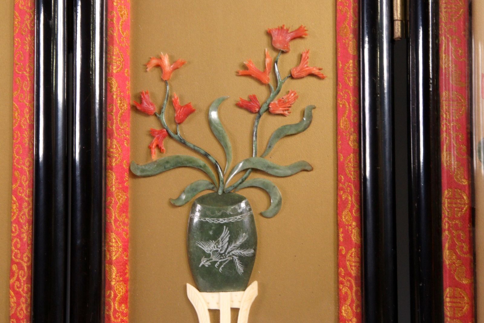 屏風 春夏秋冬」中国玉石装飾細工 中国美術 玉石細工 春夏秋冬 衝立