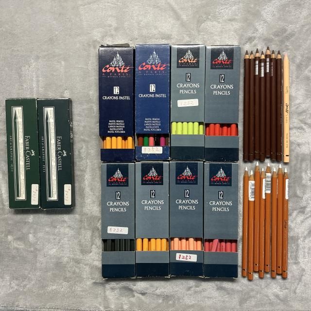CONTÉ à PARIS コンテ 色鉛筆 - パステル クレヨンとFABER-CASTELL PITT グラファイト鉛筆9B|6B のセット