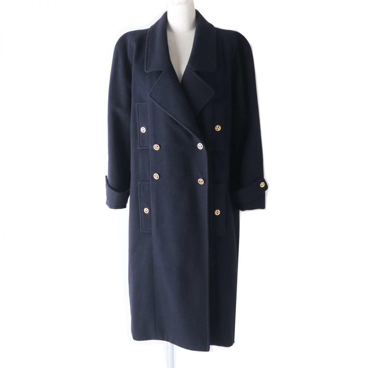 CHANEL シャネル　ココボタン コート カシミヤ100% ブラック　40 CHANEL シャネルココボタン コート カシミヤ100% ブラック40