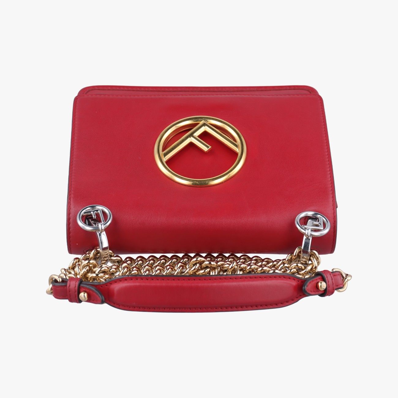 FENDI キャナイエフ ズッカ ハンドバッグ レザー レッド