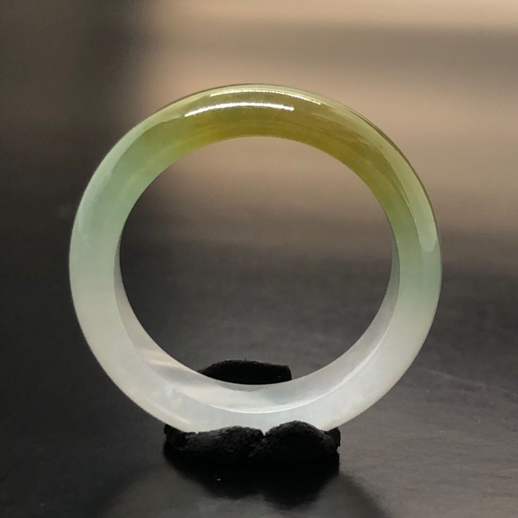 本翡翠 ミャンマー産 氷種 3色 くりぬきリング #19 高品質 希少 A貨