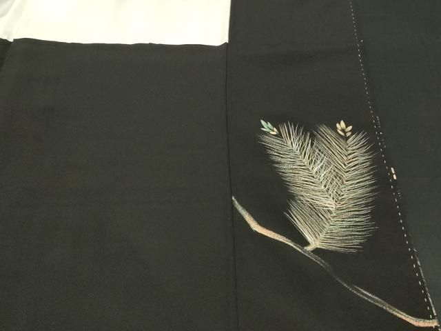 平和屋着物□豪華黒留袖 作家物 手描き 鳳凰若松文 銀彩 正絹