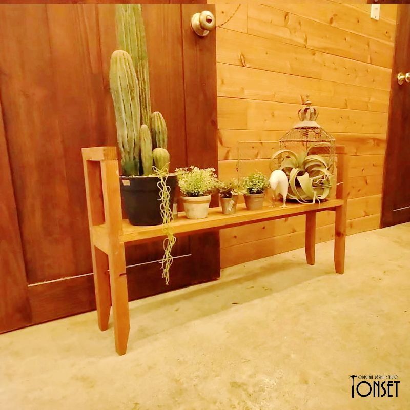 インテリア鉢植えラック Lowタイプ オークcol.