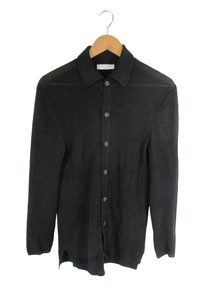 フィリッポデローレンティス FILIPPO DE LAURENTII カーディガン 長袖 ボタン 無地 ブラック サイズ48 QQQ