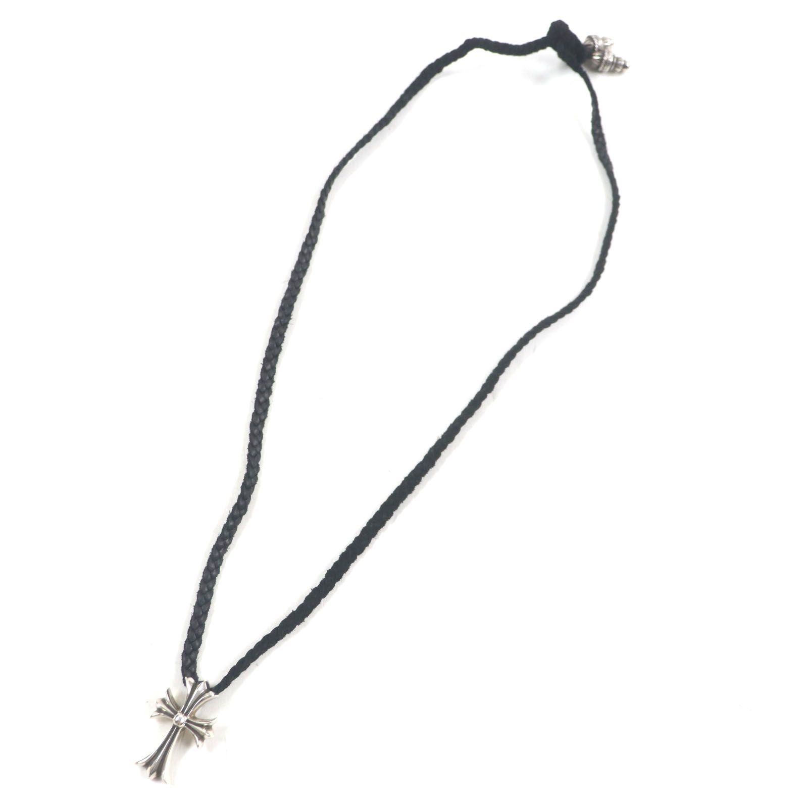 美品▽CHROME HEARTS クロムハーツ スモールCHクロス レザーブレイド W