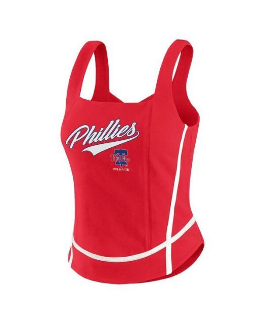 ウェア バイ エリン アンドルーズ レディース タンクトップ トップス Women s Red Philadelphia Phillies Square Neck Tank Top
