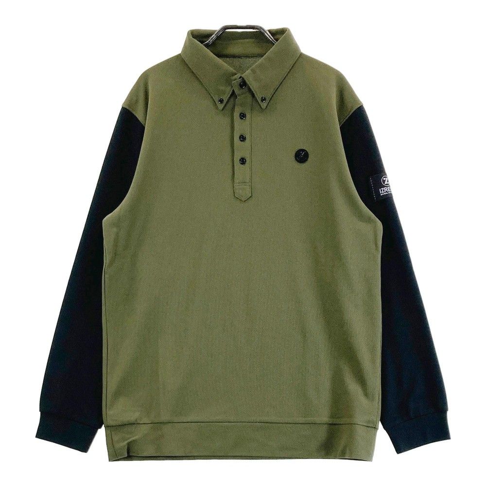 サイズ：XL IZREEL イズリール 長袖ポロシャツ ボタンダウン カーキ系