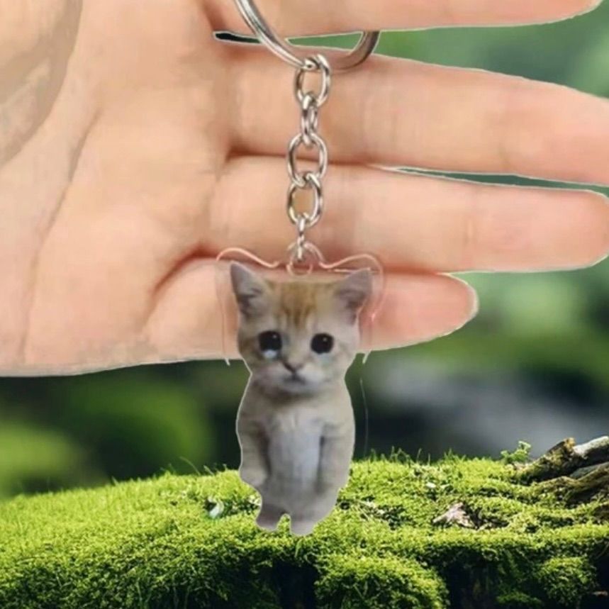 猫のキーホルダー 1点 ねこ 猫チャーム 猫ミーム ねこ シルバー