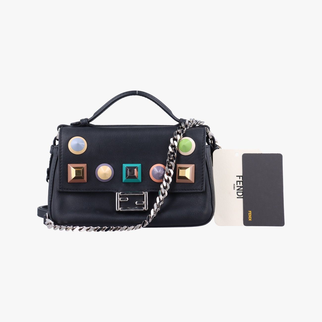 フェンディFendiマイクロモンスター ダブルバゲット ブラック×マルチカラー レザー 8M0371 8M0371-SF5-178-8241