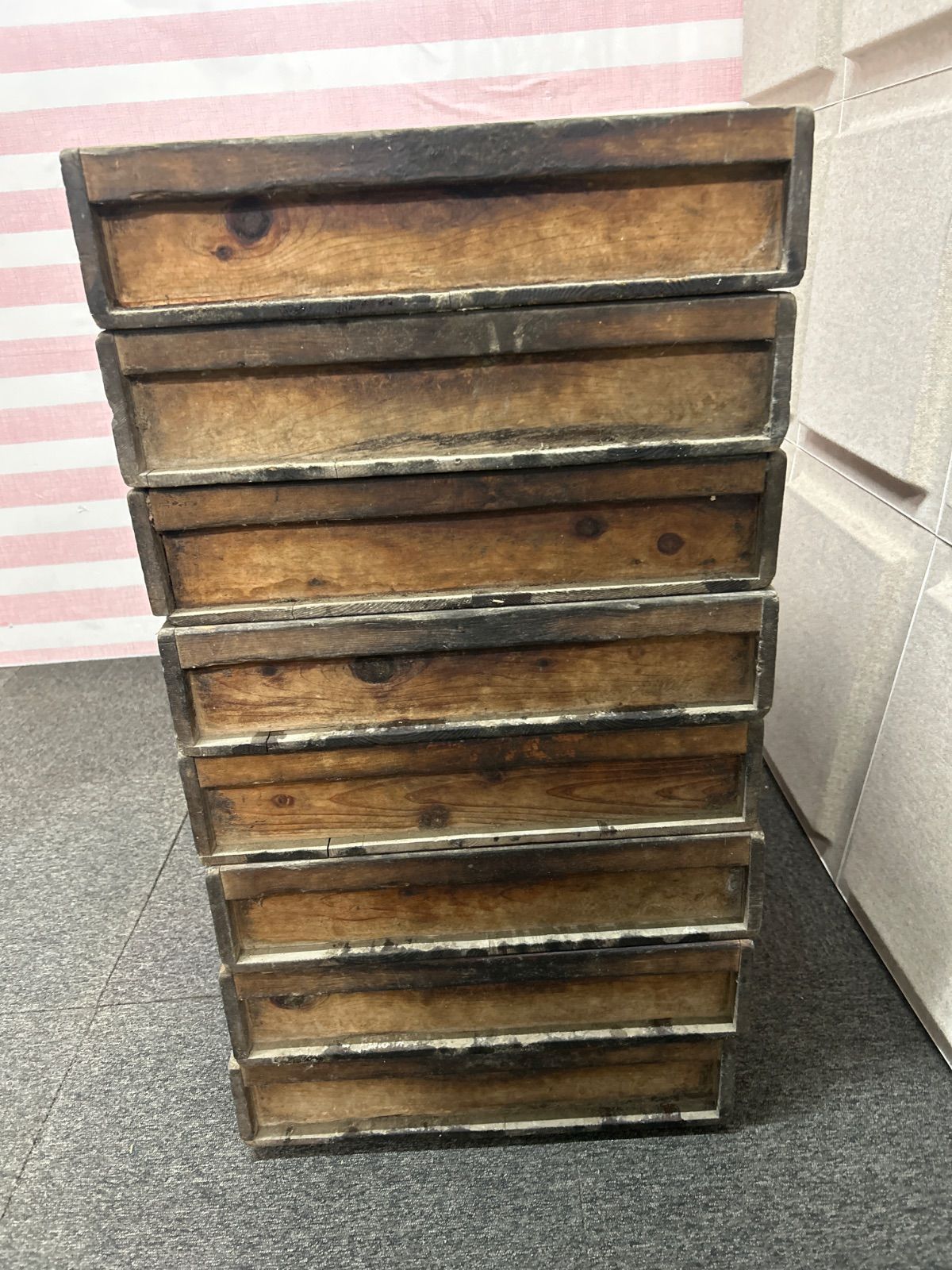 茶箱 木箱 昭和レトロ 収納 古道具 ♪ 木箱 8個セット 昭和レトロ 古