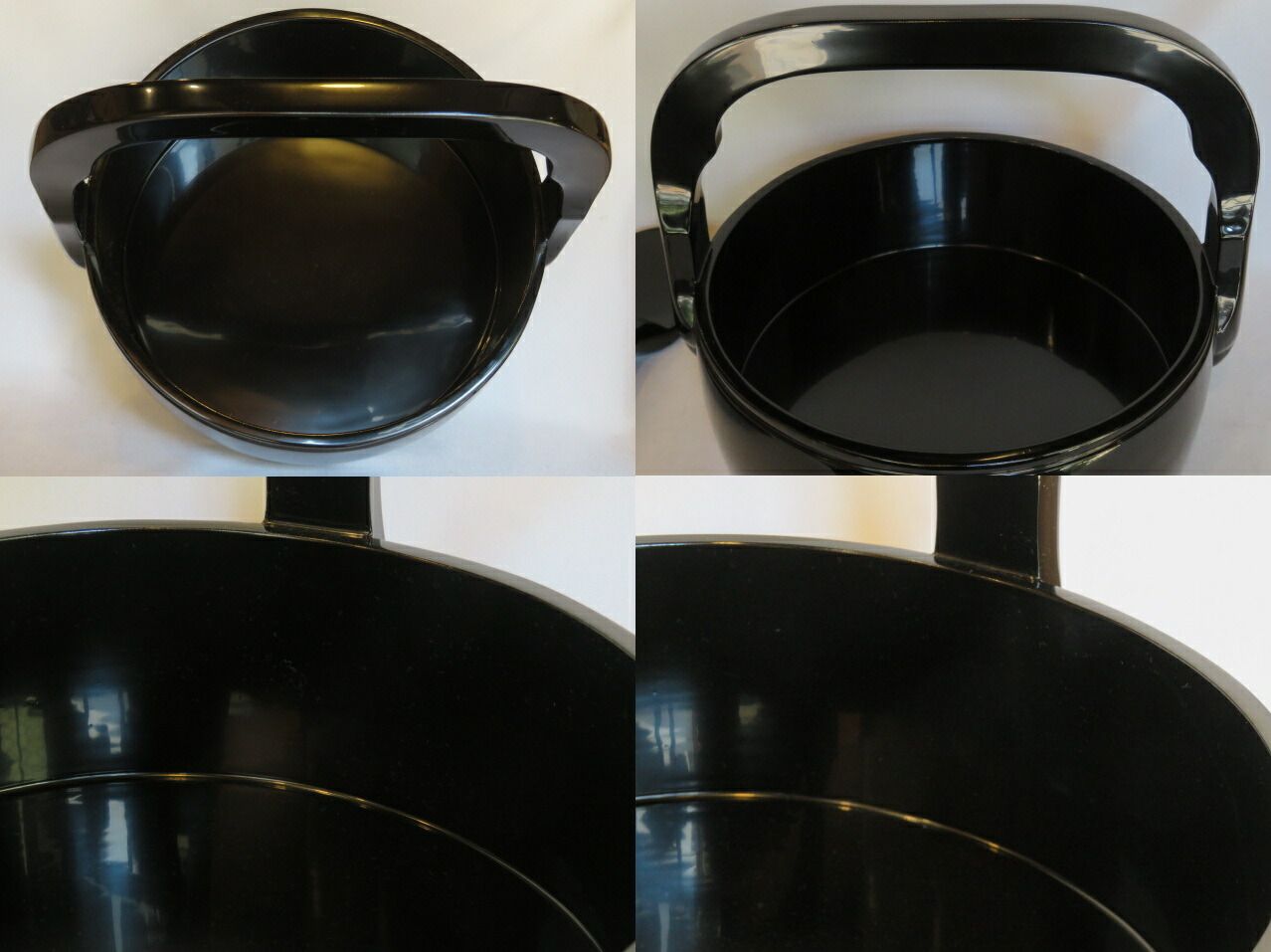 利休形木製黒真塗手付飯器 杓文字付〔