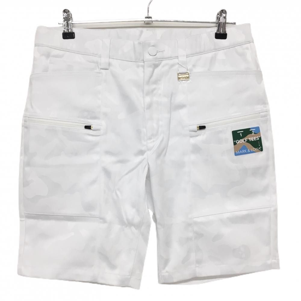 新品】マークアンドロナ ハーフパンツ 白 カモフラ柄織生地 迷彩 新品】マークアンドロナ ハーフパンツ 白 カモフラ柄織生地 迷彩