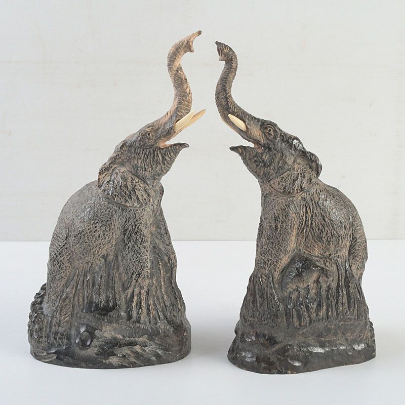 水牛の置物 中国 水牛の角彫刻 象 置物 8点まとめて Z S30