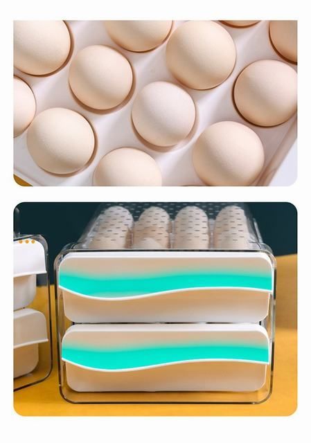 卵ケース 卵収納ボックス 冷蔵庫用 食品保存容器 引き出し式 持ち運び 玉子ケース 区分保管 2段 透明 40個収納 - メルカリ
