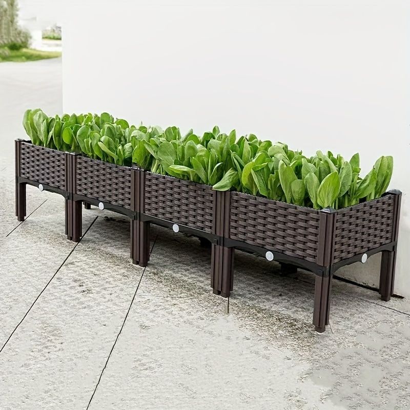 自動給水式高床ガーデンベッドキット - 160.02cm x 40.01cm x 38.1cm 耐久性＆軽量の花と野菜用プランターボックス クラシックスタイル