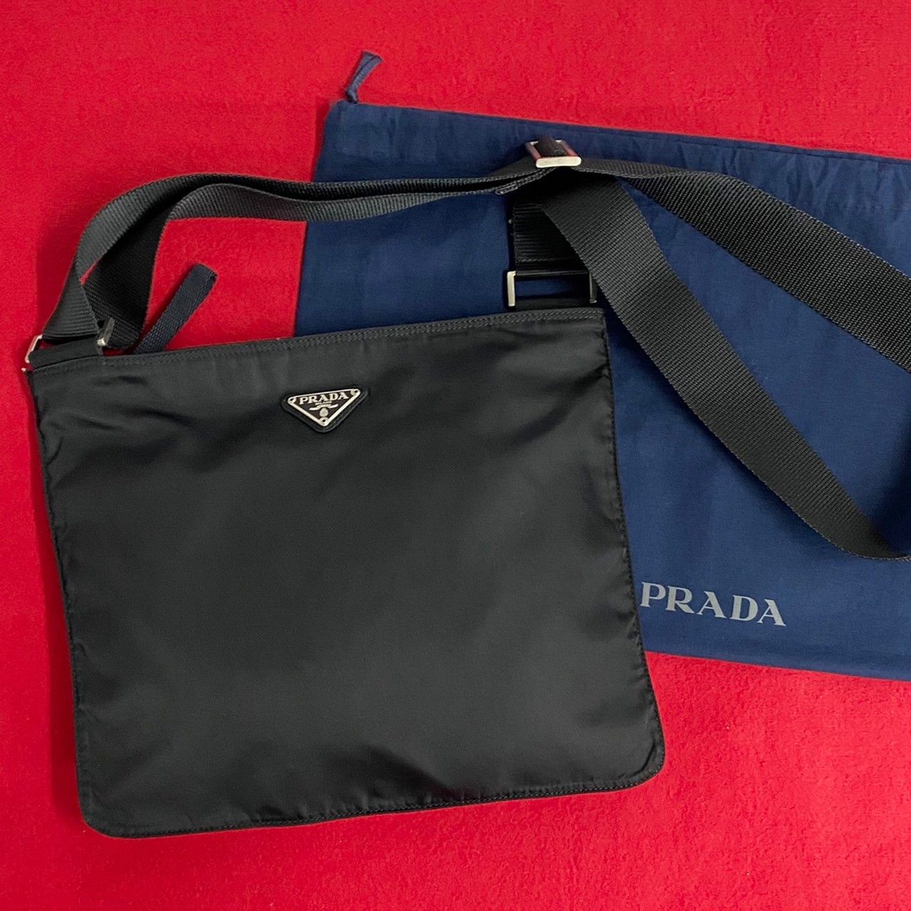 極 美品 PRADA プラダ 三角ロゴ 金具 ナイロン ミニ ショルダーバッグ ...