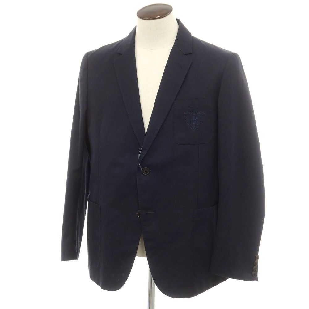 中古】グッチ GUCCI ツイルコットン テーラードジャケット ネイビー