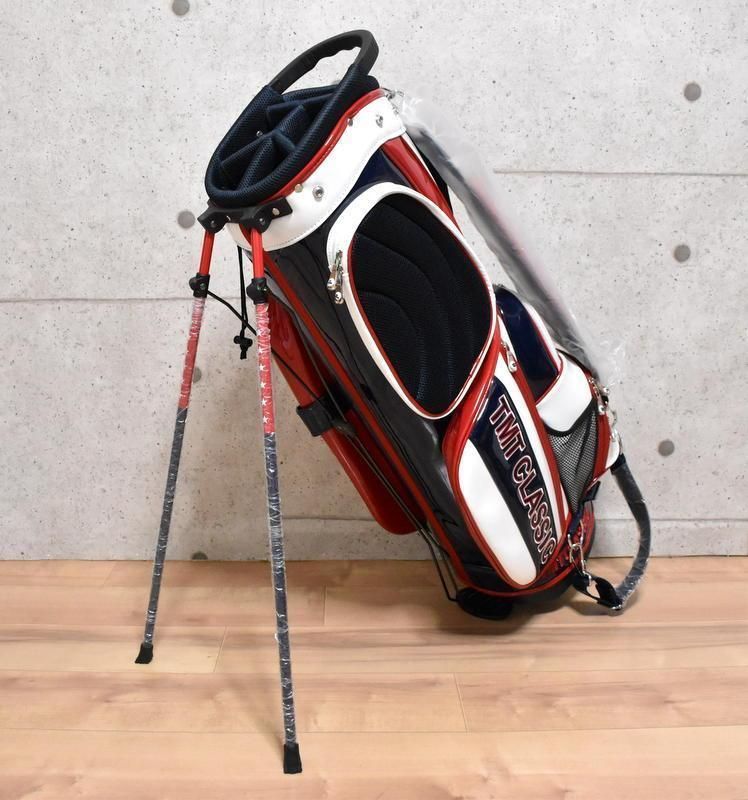 新品 TMT 星条旗柄 キャディバッグ 9インチ 47インチ スタンド式